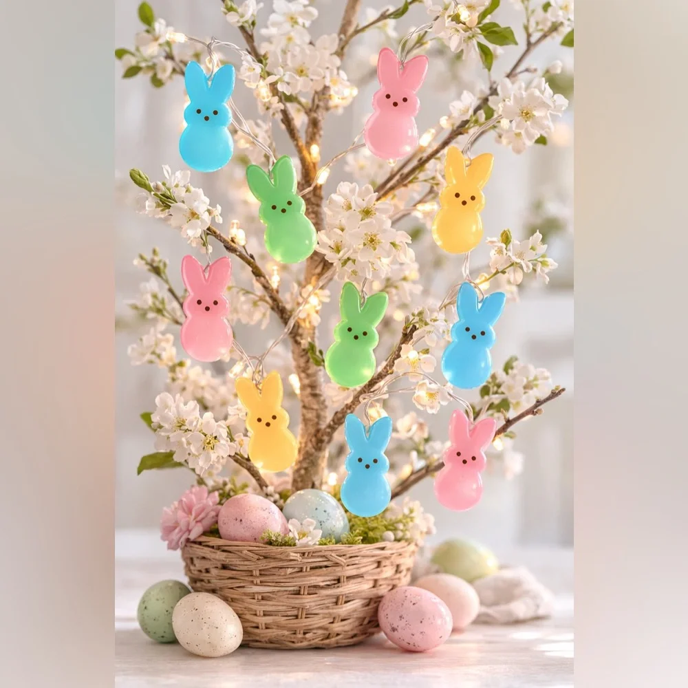 PEEPS Multicolor Bunny String Lights - 10 Peeps NIB